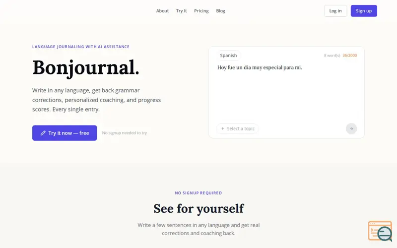 Screenshot of Bonjournal