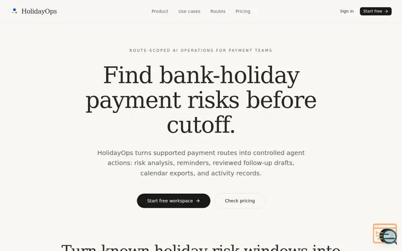 Screenshot of HolidayOps
