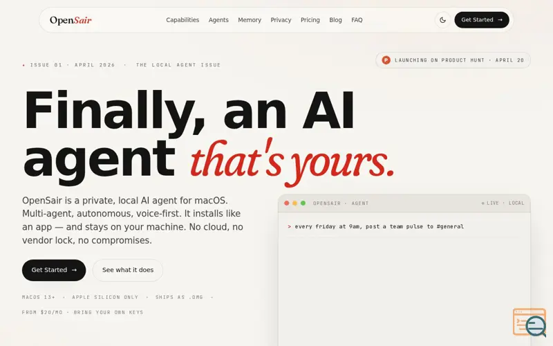 Screenshot of OpenSair
