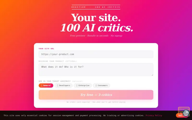 Screenshot of Roast100