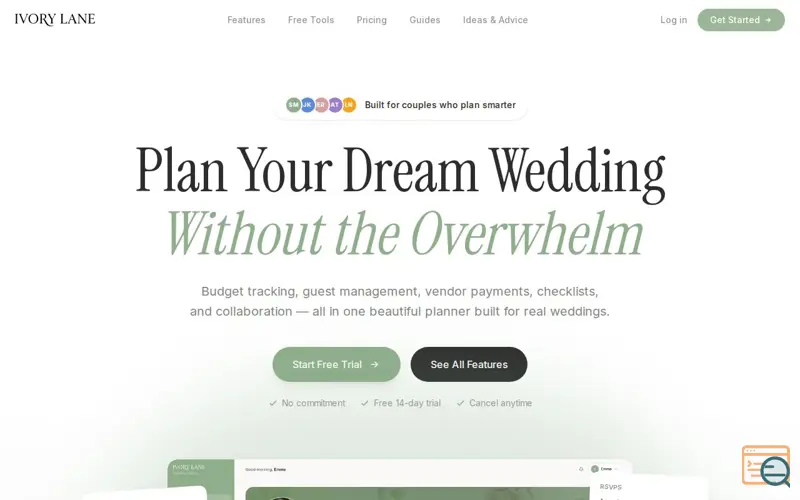 Screenshot of Ivory Lane Wedding Planner