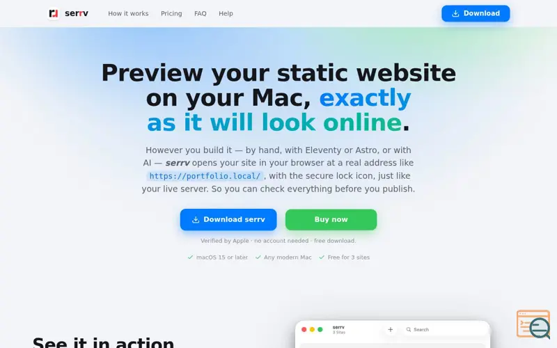 Screenshot of Preview static sites like they’re live