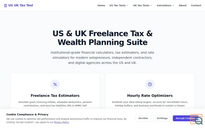 Screenshot of US UK Tax Tool