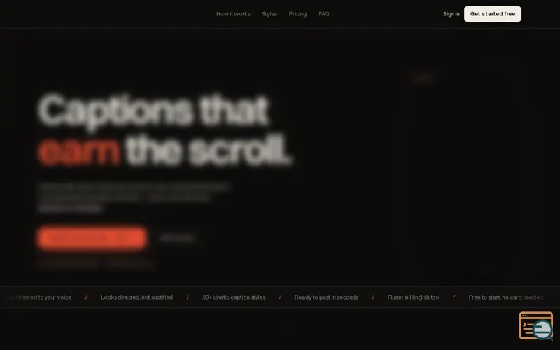Screenshot of Clipvo — AI captions for Reels, Shorts & TikTok
