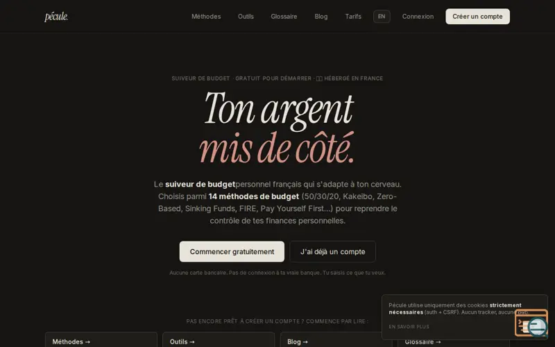 Screenshot of pécule