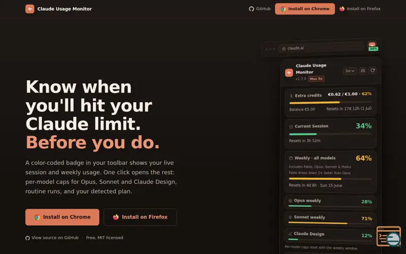 Screenshot of Claude Usage Monitor
