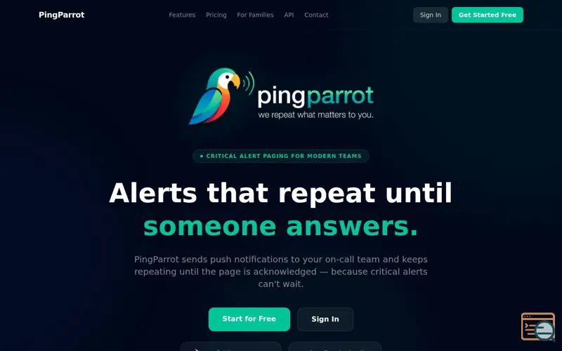Screenshot of PingParrot — On-Call Paging & Escalation Alerts for Teams