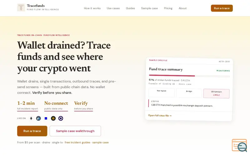 Screenshot of Tracefunds
