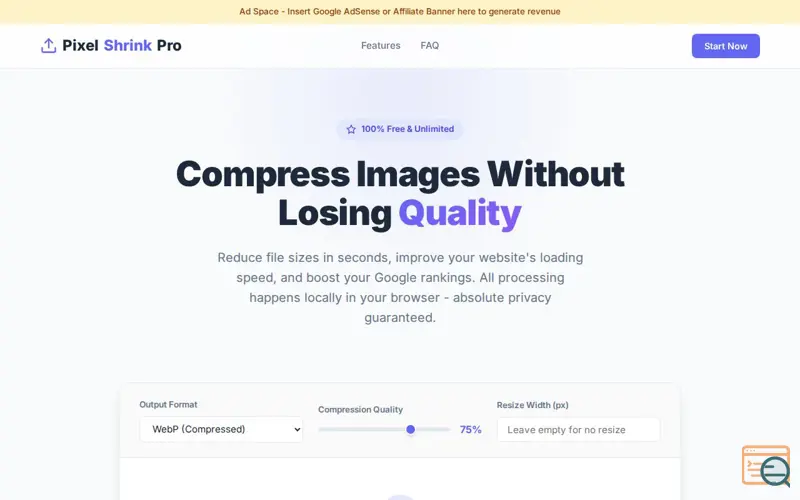 Screenshot of PixelShrink Pro
