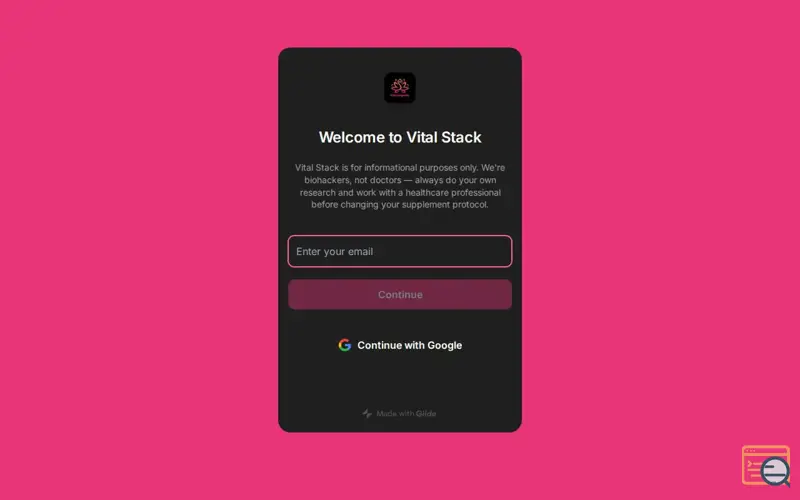 Screenshot of Vital Stack, a launch using Glide