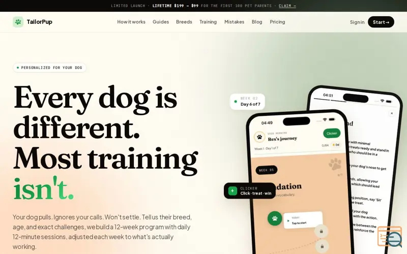Screenshot of TailorPup