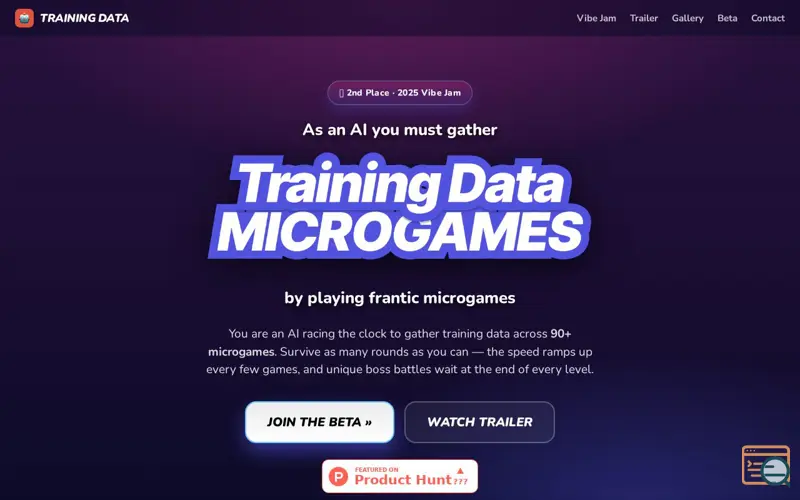 Screenshot of Training Data - AI Microgames 