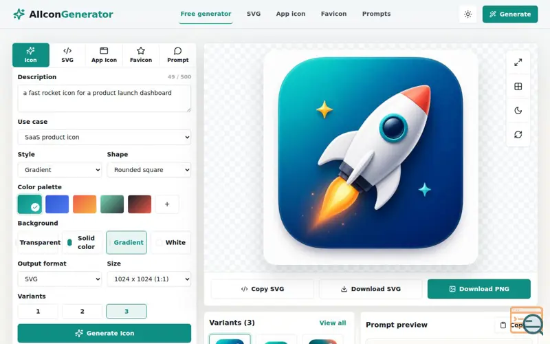 Screenshot of AI Icon Generator