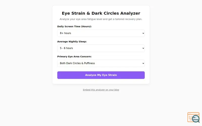 Screenshot of Eye Fatigue & Dark Circles Analyzer