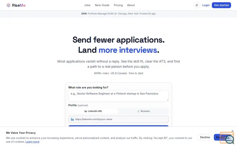 Screenshot of RiseMe