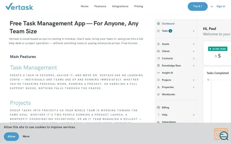 Screenshot of Vertask