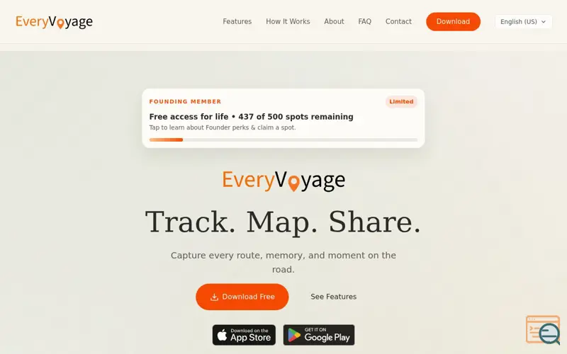 Screenshot of EveryVoyage: Track, Map, Share