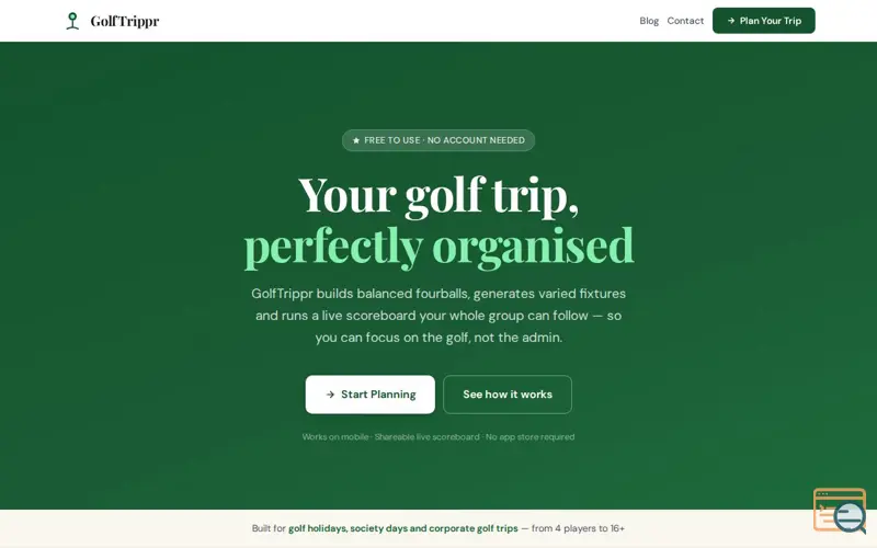 Screenshot of GolfTrippr