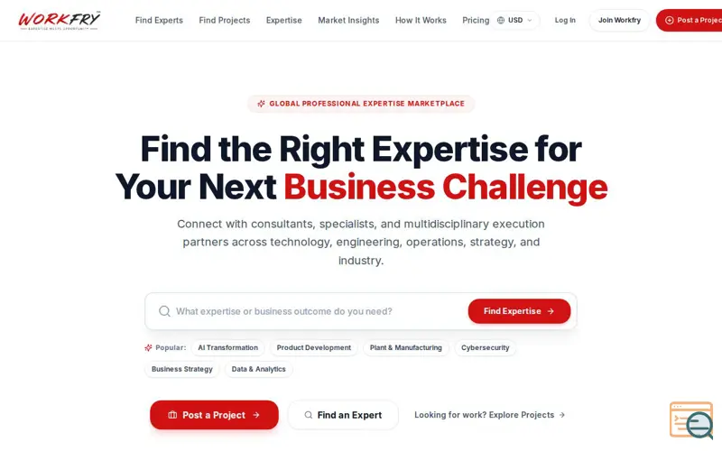 Screenshot of Workfry | Find Verified Experts & Client Projects