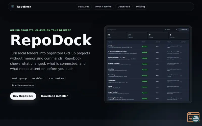 Screenshot of RepoDock