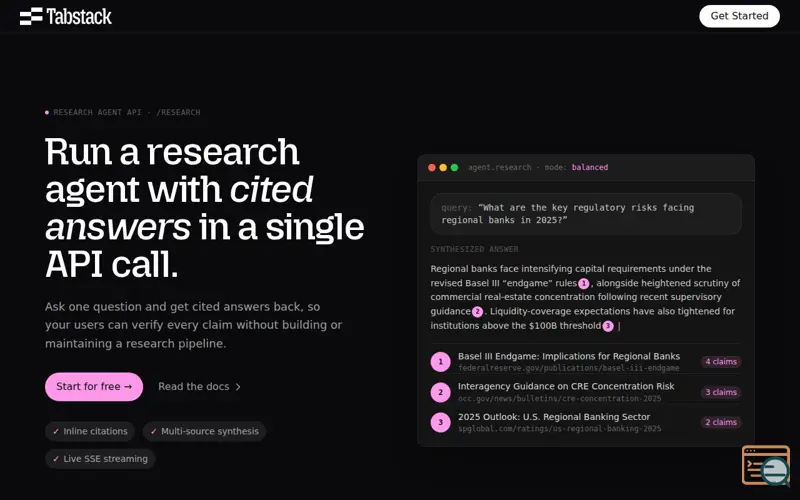 Screenshot of Tabstack Web Research