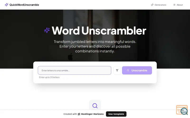 Screenshot of Quick Word Unscramble