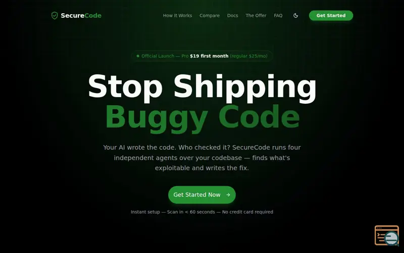 Screenshot of SecureCode - Security Scanner for your production