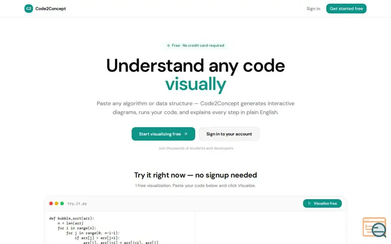 Screenshot of Code2Concept
