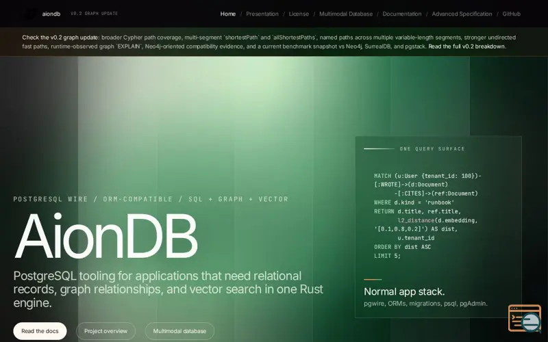 Screenshot of AionDB