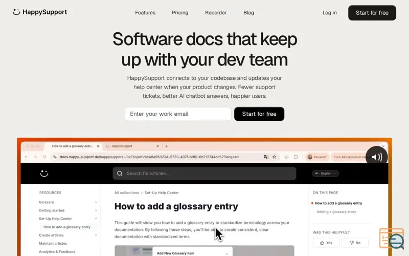 Screenshot of HappySupport
