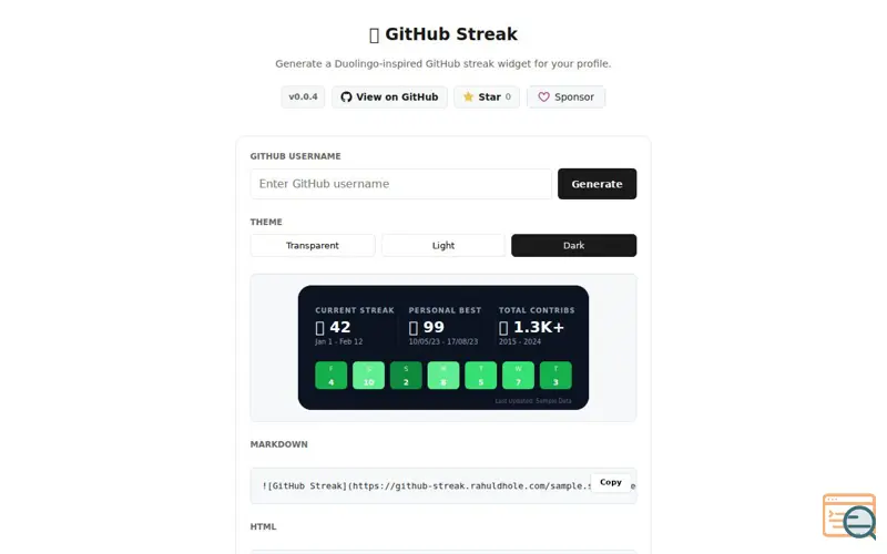 Screenshot of GitHub Streak