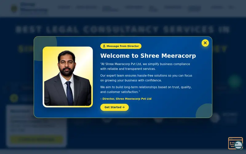 Screenshot of Shree Meeracorp, a launch using Featurable