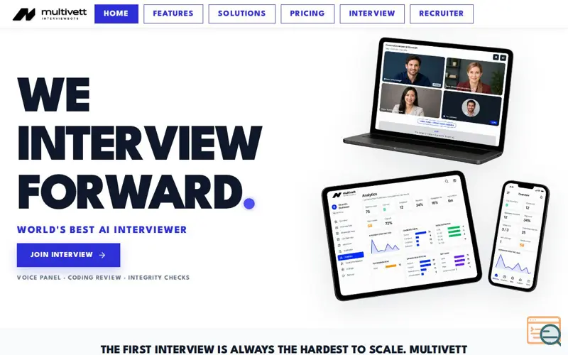 Screenshot of Multivett — Precision AI Interviewing Platform