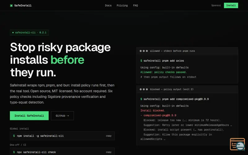 Screenshot of SafeInstall