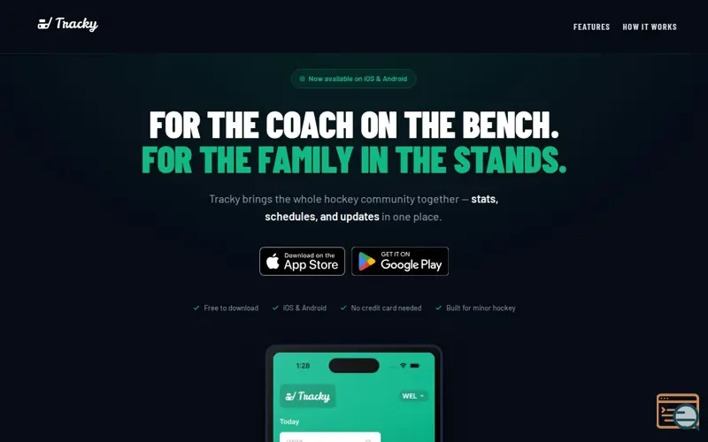Screenshot of Tracky, a launch using Pageclip