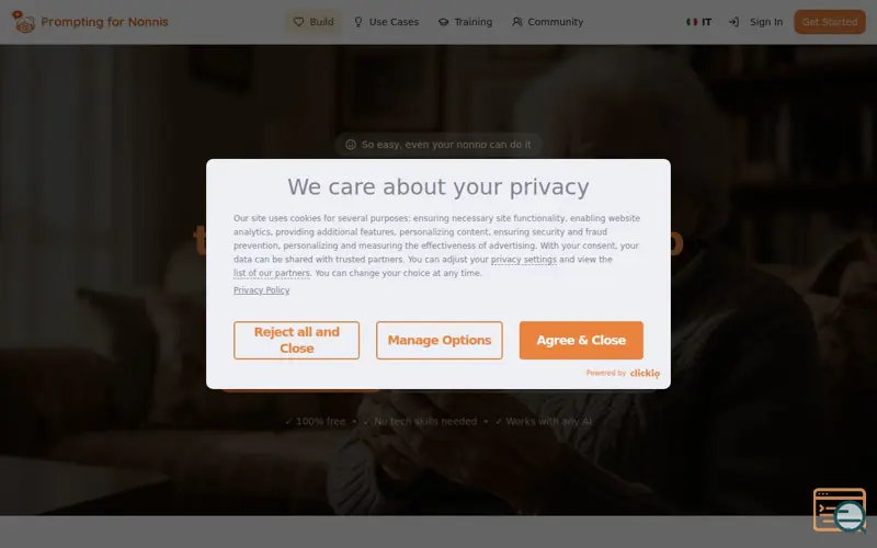 Screenshot of Prompting for Nonnis, a launch using Clickio