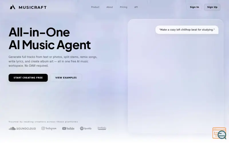 Screenshot of Musicraft AI