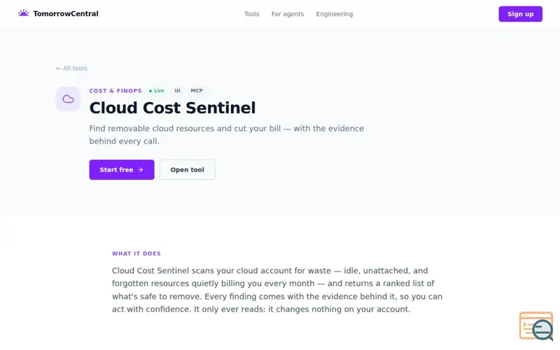 Screenshot of Cloud Cost Sentinel