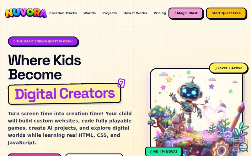 Screenshot of Nuvora – code create conquer