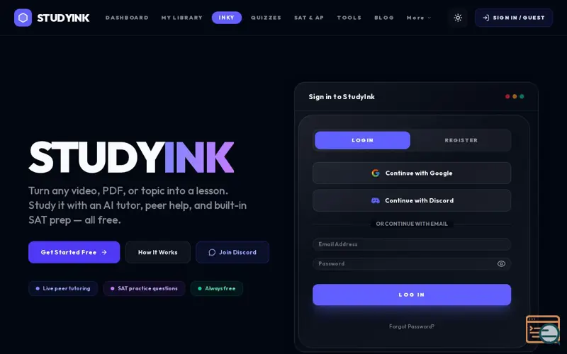 Screenshot of StudyInk