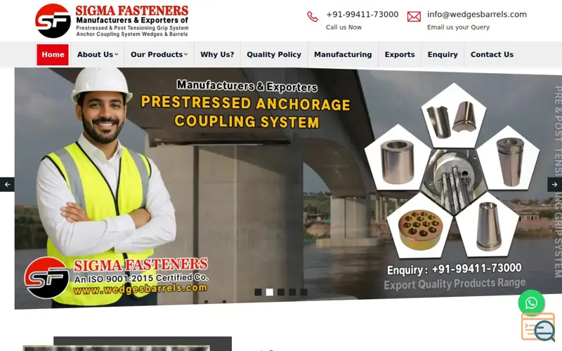 Screenshot of SIGMA FASTENERS, a launch using King IT Solution DNS
