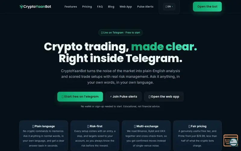 Screenshot of Crypto Trading Analysis on Telegram | CryptoYaanBot