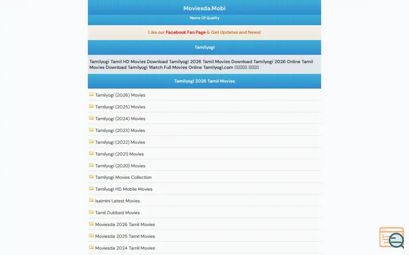Screenshot of Tamilyogi 2026
