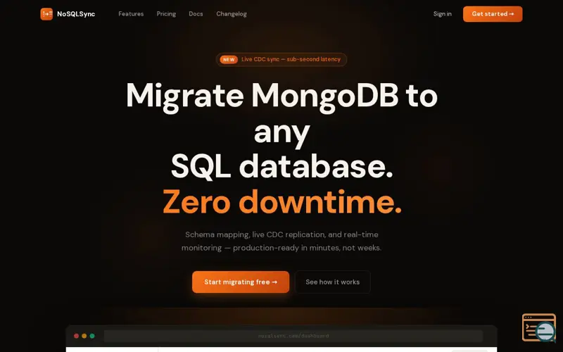 Screenshot of NoSQLSync