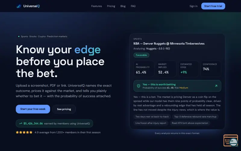 Screenshot of UniverseIQ — AI Market Intelligence