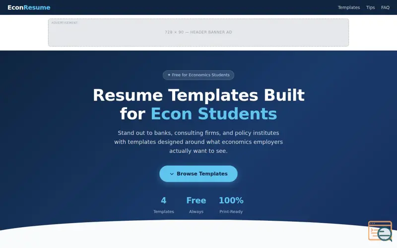 Screenshot of EconResume