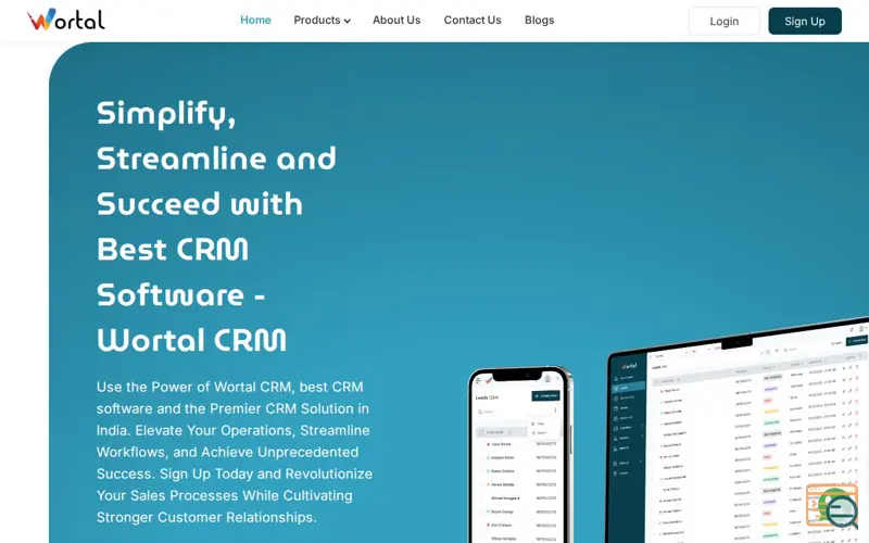 Screenshot of CRM in India