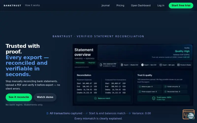 Screenshot of BANKTRUST