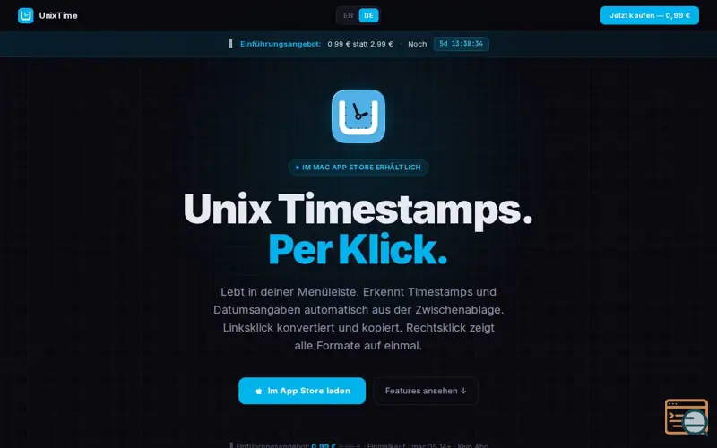 Screenshot of UnixTime