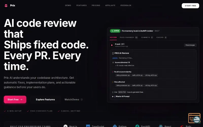 Screenshot of Prix AI